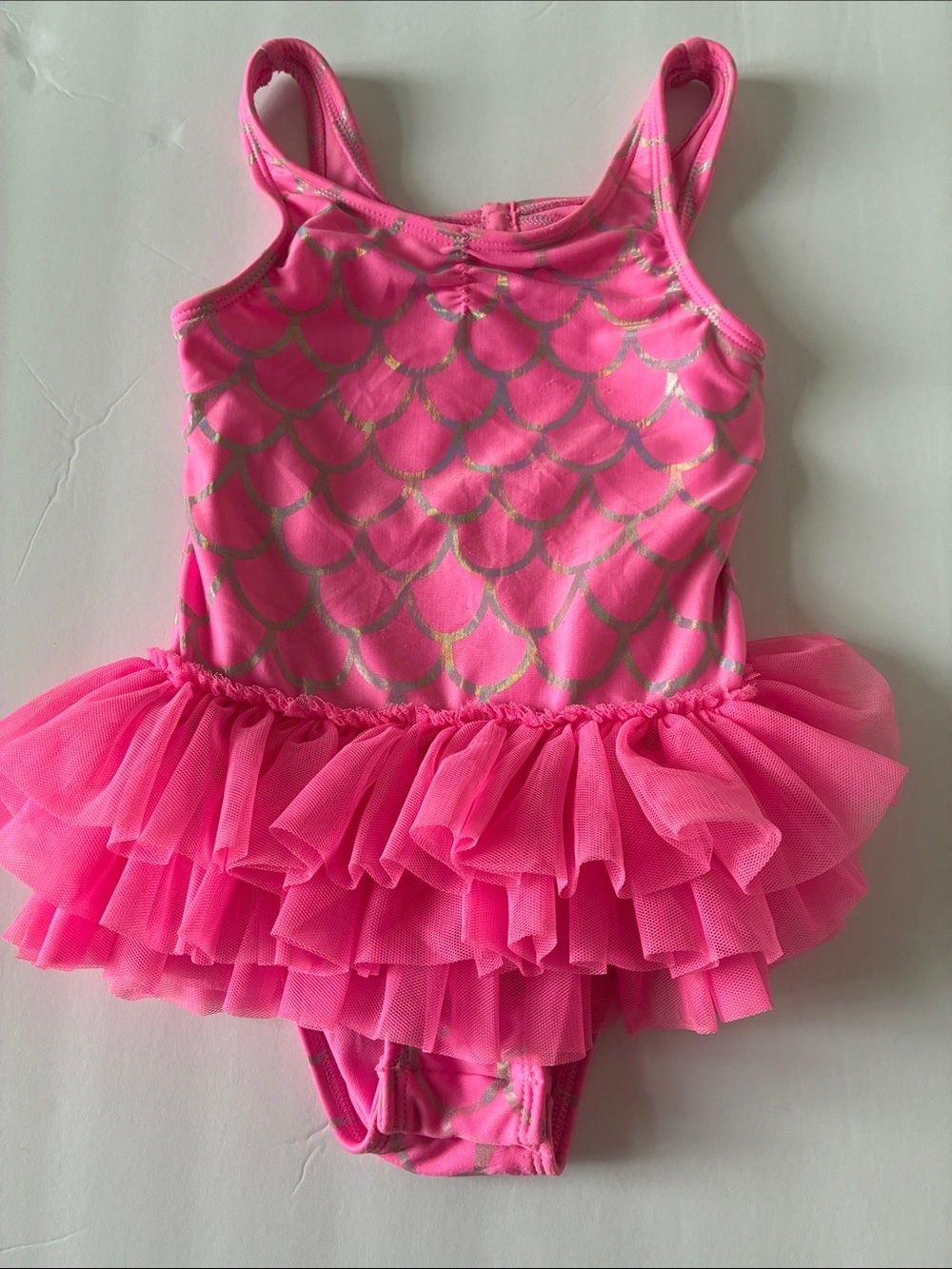 Cat & Jack Pink Mermaid Tutu Swimsuit with snaps -4T
